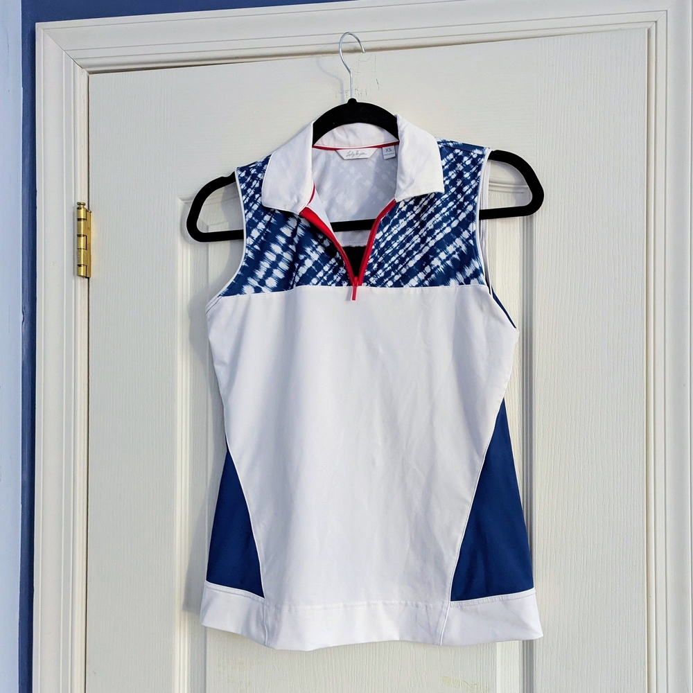 Lady Hagen Navy and White Patterned Golf Top